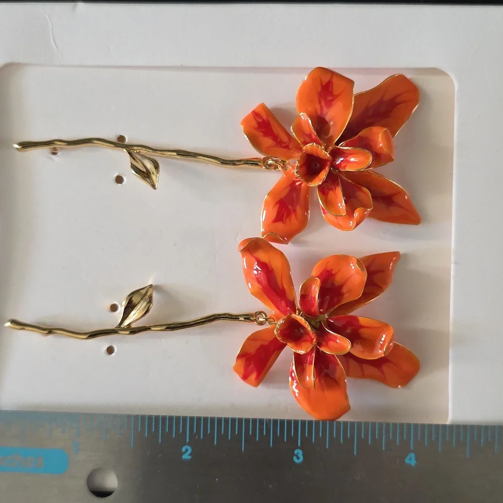 ZARA Stem Flower Earrings - Picture 12 of 15